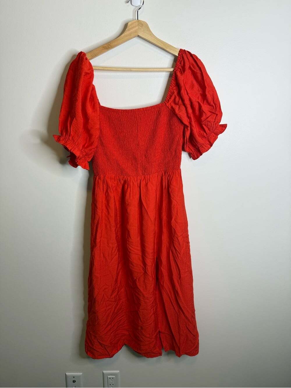 Seven wonders bree Red Puff-Sleeve Smocked Midi Dress NWT Australia size 8